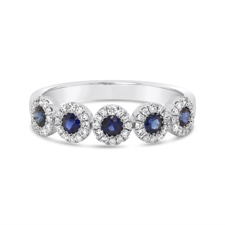 White Gold Diamond & Blue Sapphire Band - YR32388