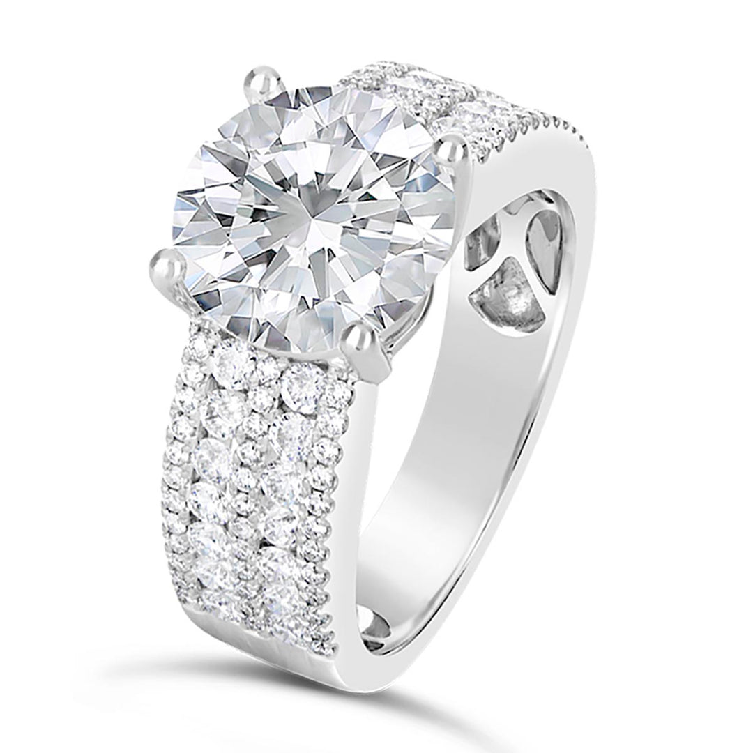 Wide Band Diamond Engagement Ring - CR0692