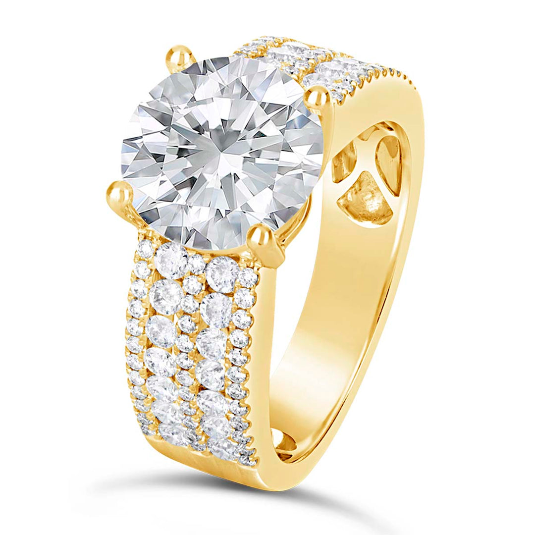 Wide Band Diamond Engagement Ring - CR0692