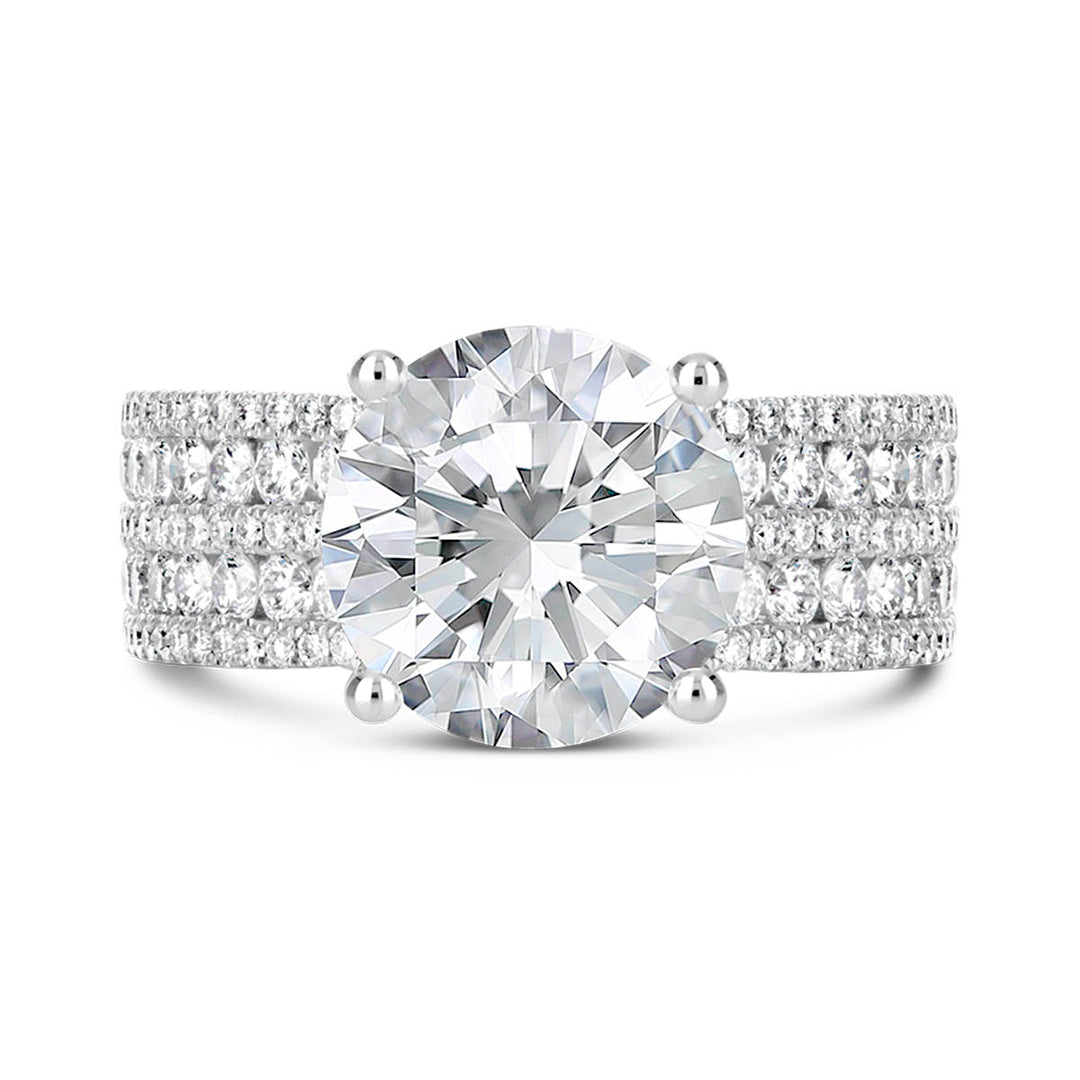 Wide Band Diamond Engagement Ring - CR0692