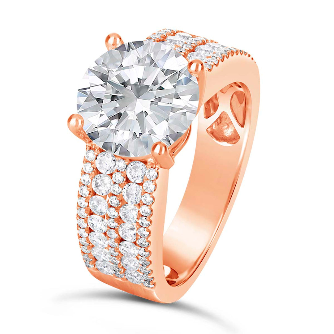 Wide Band Diamond Engagement Ring - CR0692