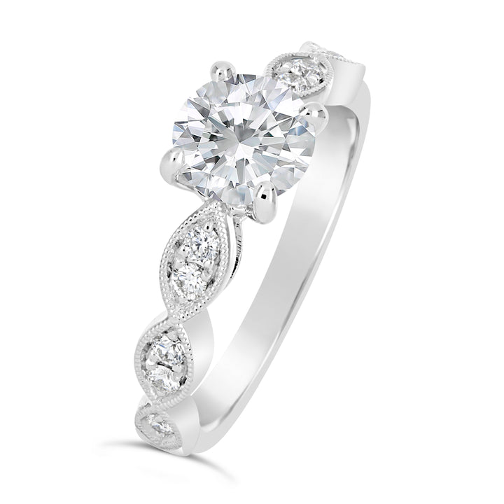 Diamond Engagement Ring with Milgrain Details - YJA7099R