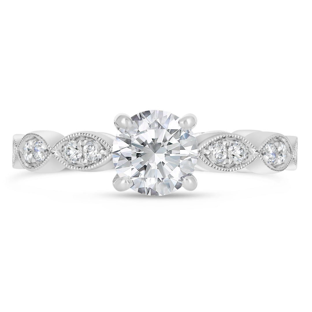 Diamond Engagement Ring with Milgrain Details - YJA7099R
