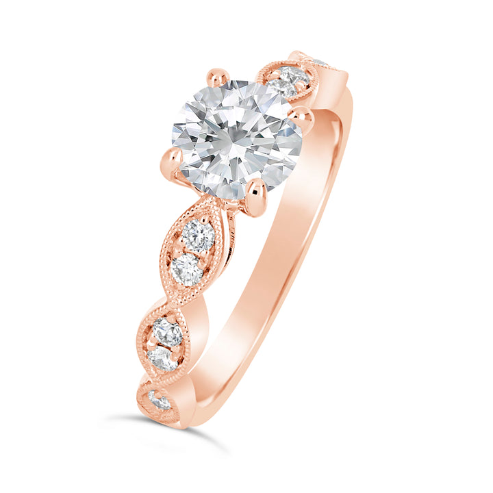 Diamond Engagement Ring with Milgrain Details - YJA7099R