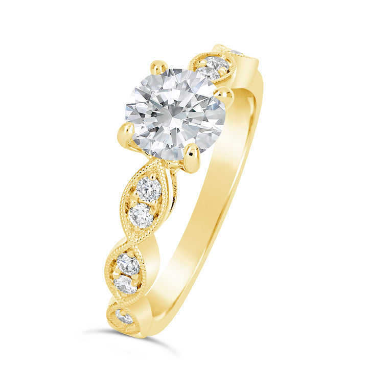 Diamond Engagement Ring with Milgrain Details - YJA7099R