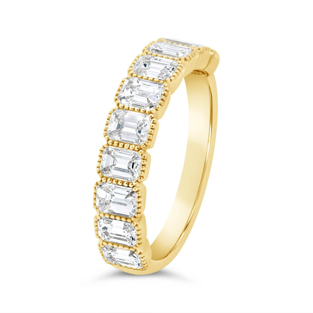 Emerald Cut Diamond Band with Milgrain Finish - YR33953 - The Diamond Guys