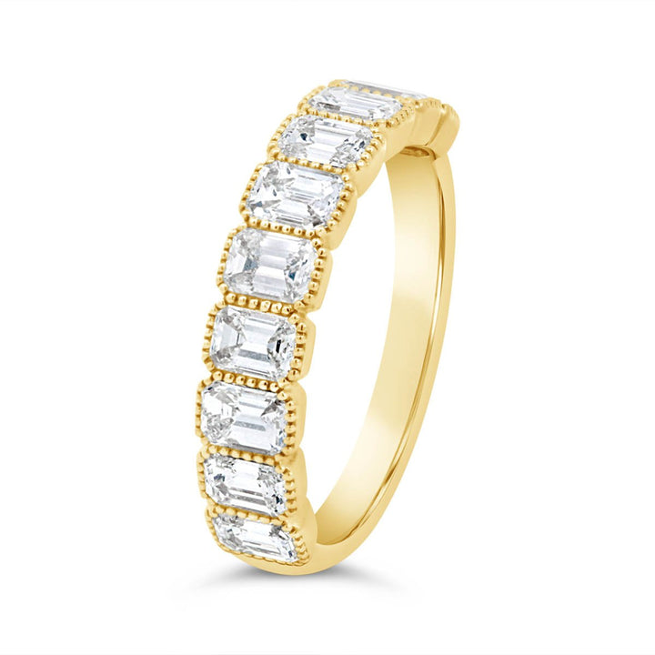 Emerald Cut Diamond Band with Milgrain Finish - YR33953 - The Diamond Guys