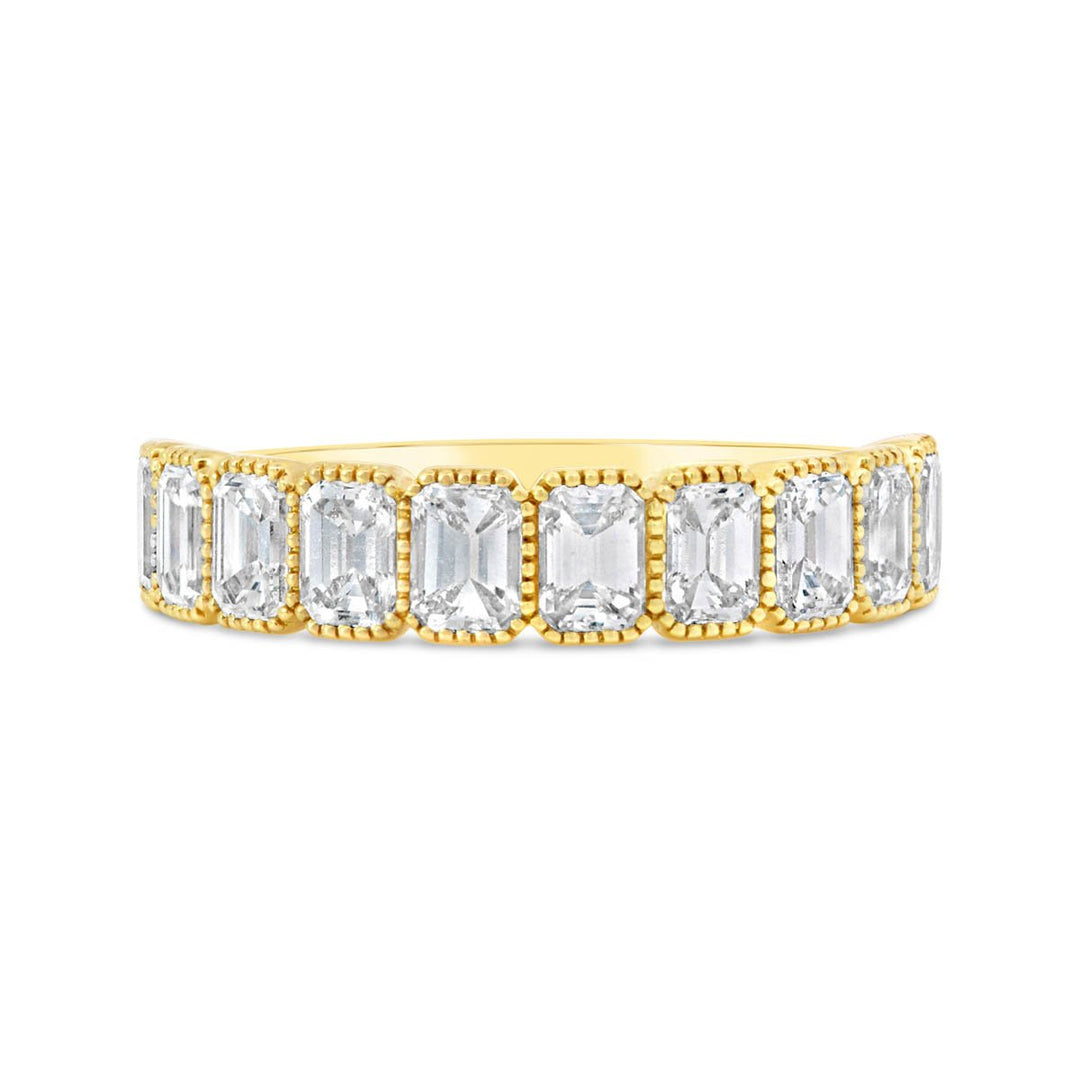 Emerald Cut Diamond Band with Milgrain Finish - YR33953 - The Diamond Guys