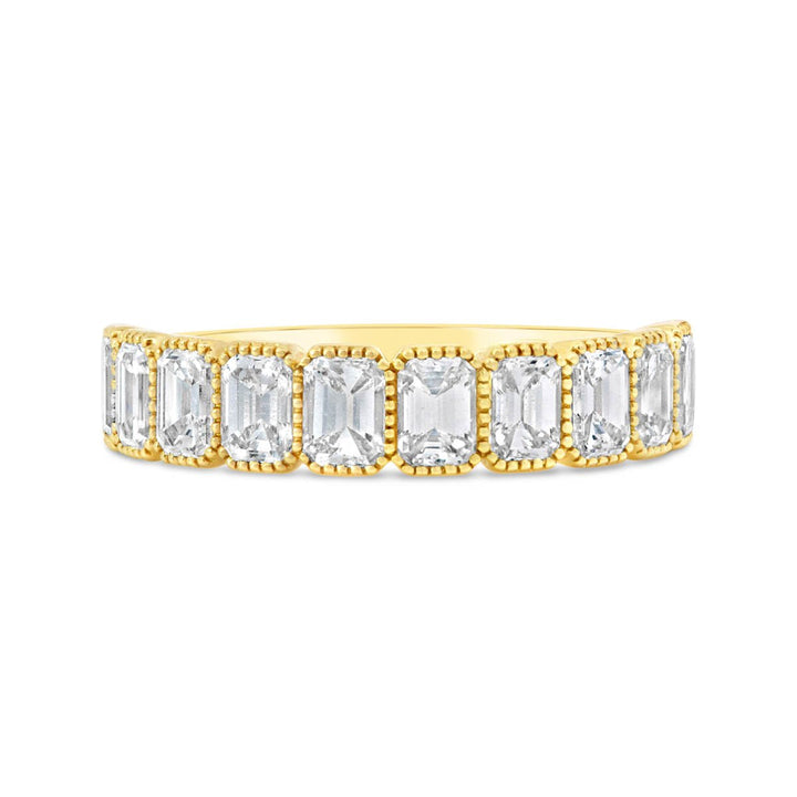 Emerald Cut Diamond Band with Milgrain Finish - YR33953 - The Diamond Guys