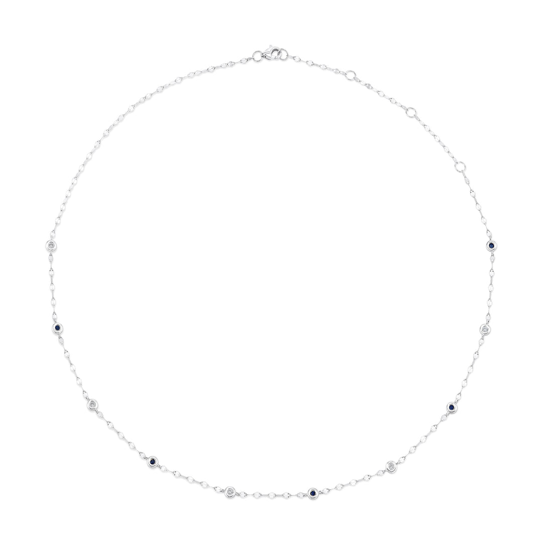 Alternating Blue Sapphire & Diamonds By The Yard Sparkle Chain Necklace