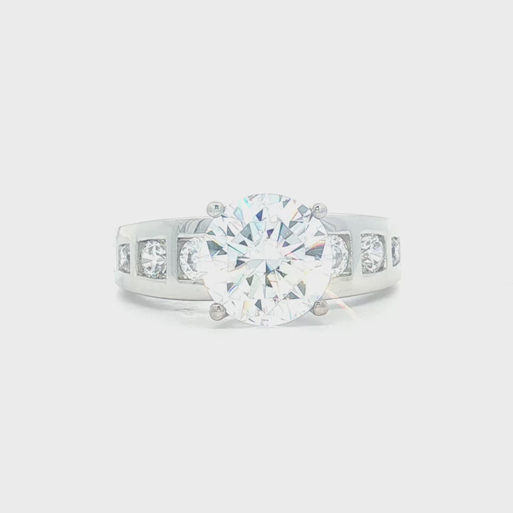Wide Band Tension set Diamond Engagement Ring - YJC6012R