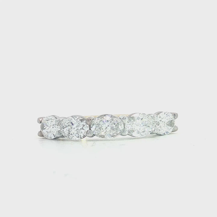 Yellow & White Gold East To West Set Oval Diamond Band