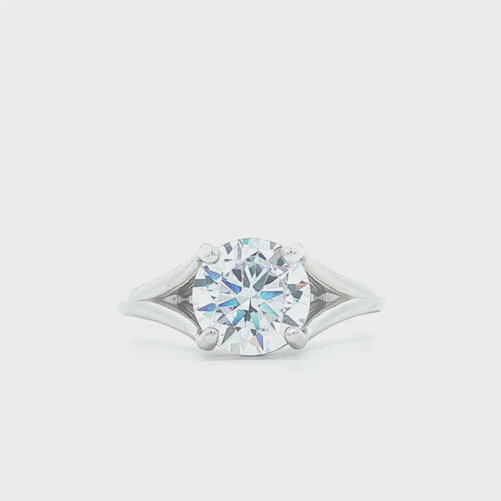 Split Shank Solitaire Engagement Ring - 124797-W-OV