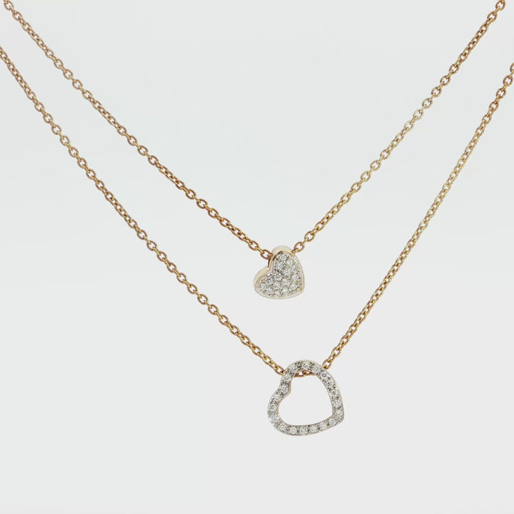 Italian K Di Kuore Diamond In & Out Hearts Necklace - K451861