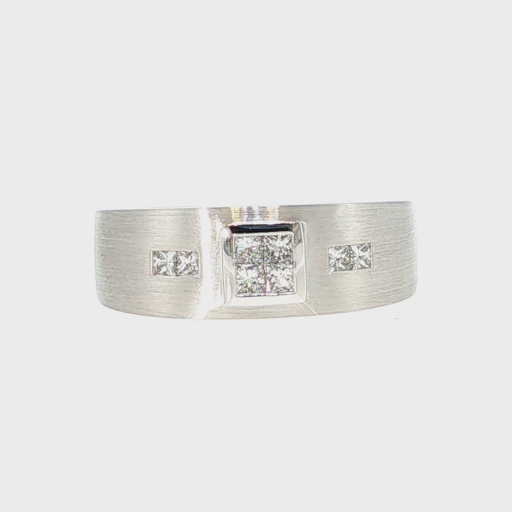 Men's Ring with Bezel Set Diamond Cluster