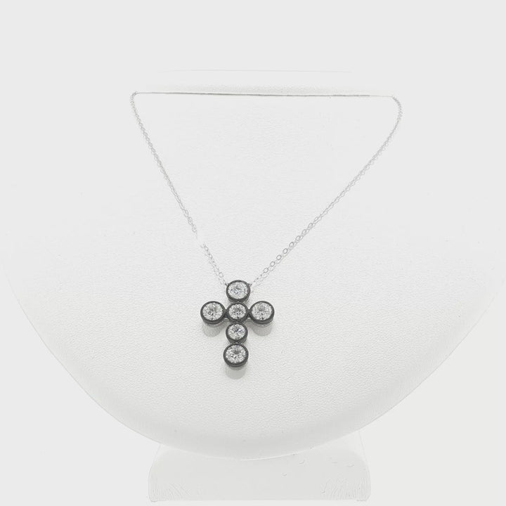 Black Rhdouim Plating Lab Grown Diamond Cross Necklace - NL43771-LAB