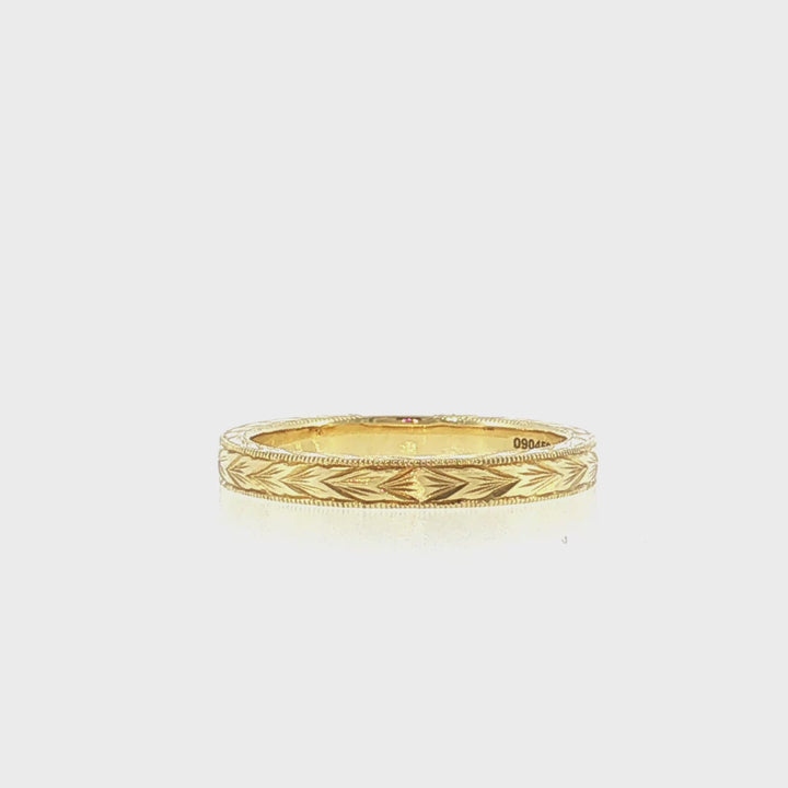 2.40mm Engraved Flat Shank Wedding Band