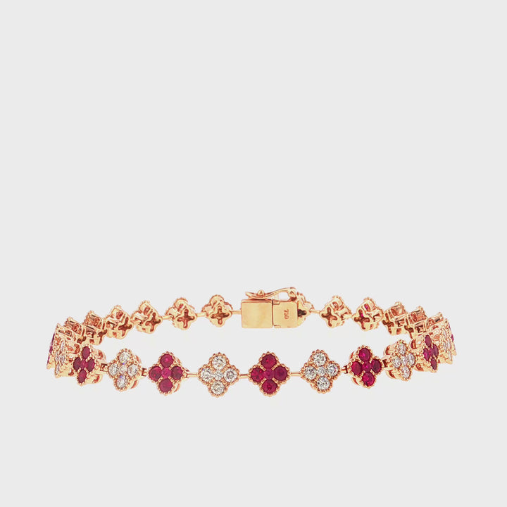 Diamond & Ruby Clover Bracelet