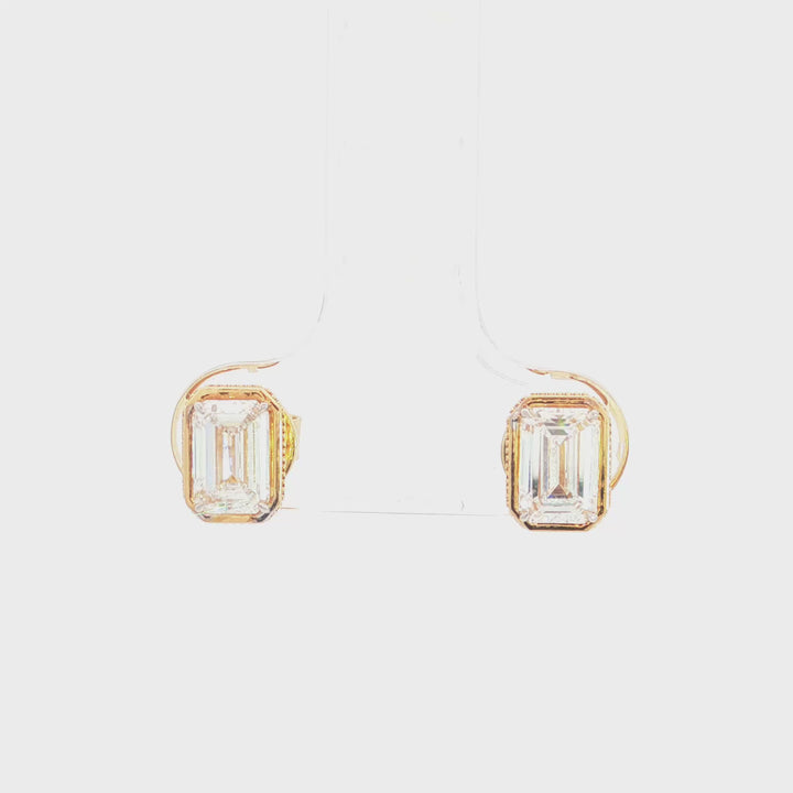 Vintage Inspired Basket Lab Grown Diamond Stud Earrings - 14450EY