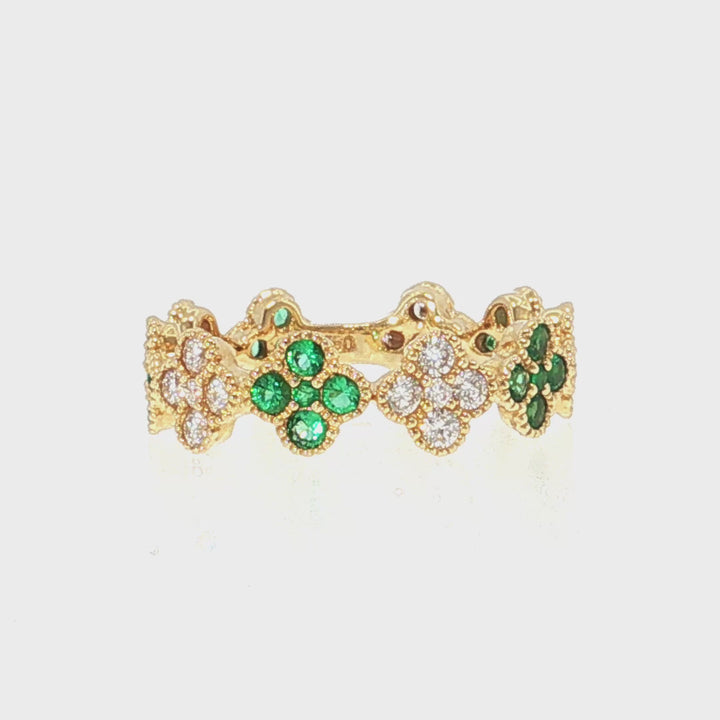 Emerald & Diamond Clover Eternity Ring