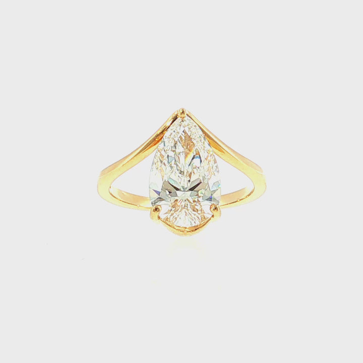 Lab Grown Pear Shaped Diamond Engagement Ring with Cert
