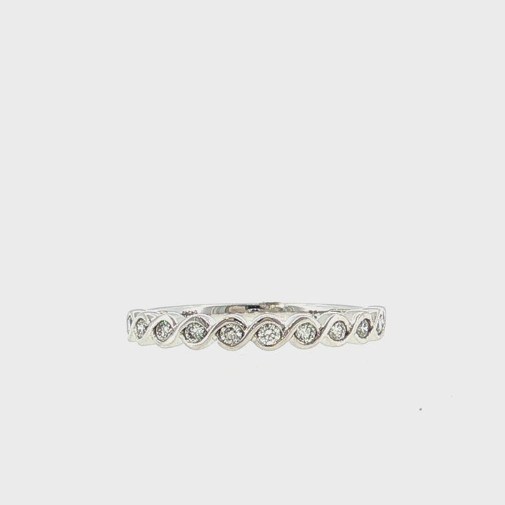 Half Way Twisted Bezel Set Diamond Fashion Ring
