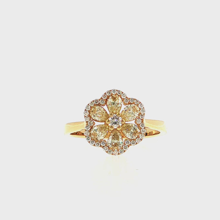 Six Petal Flower Diamond & FYD Fashion Ring