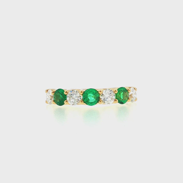 Half Way Set Alternating Emerald and Diamond Ring