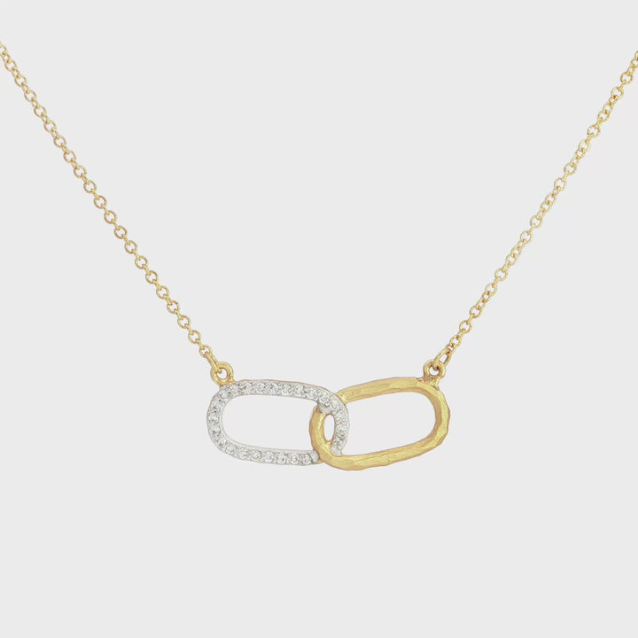 Yellow Gold Diamond Interlocking Shape Necklace - MDG8371
