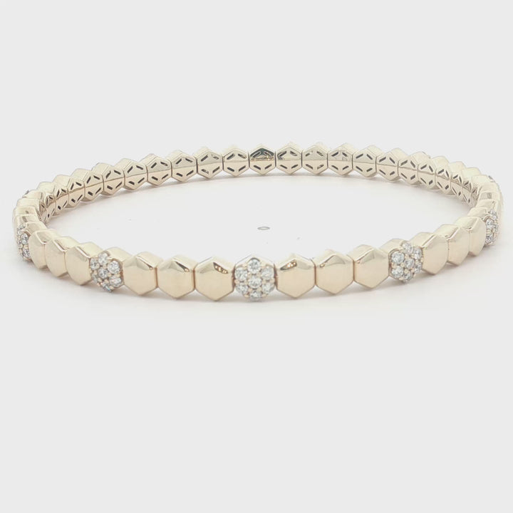14K Yellow Gold Strech Diamond Bangle
