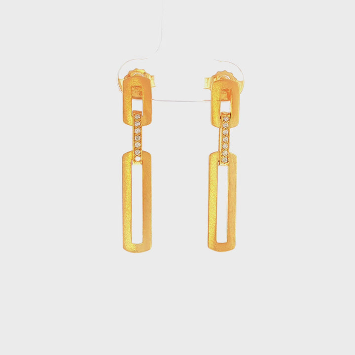Diamond Link Drop Earring w/ Matte Finish