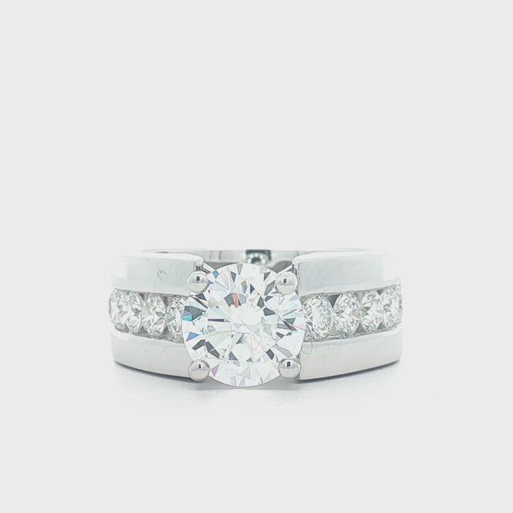 Wide Band Channel Set Diamond Engagement Ring - MR23377
