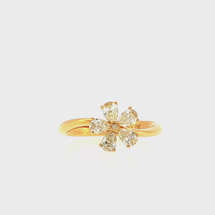 Five Petal Flower Diamond and FYD Fashion Ring