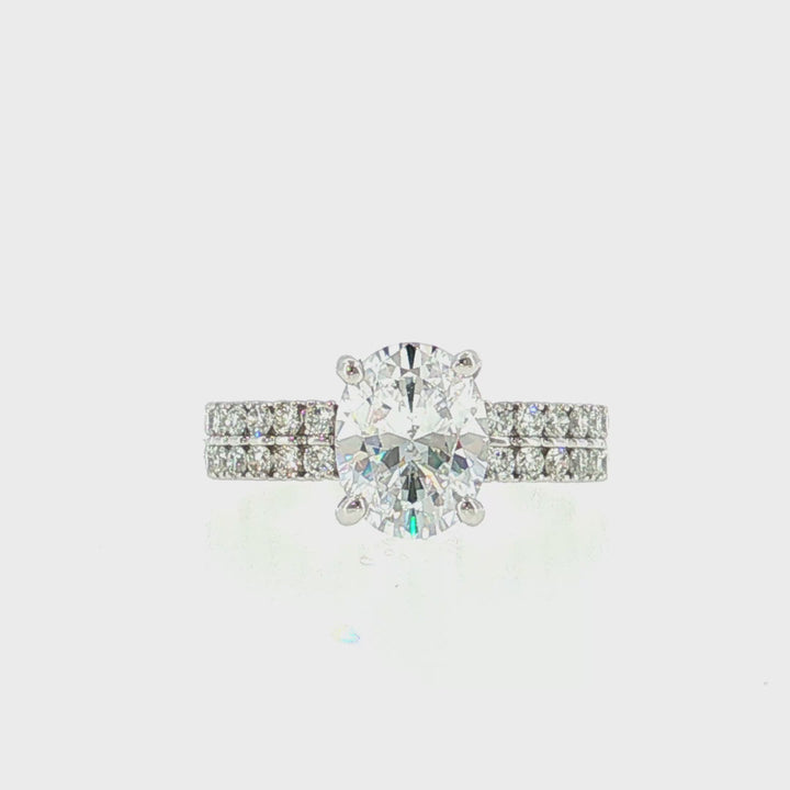 Double Row Diamond Engagement Ring - GR0543-OV
