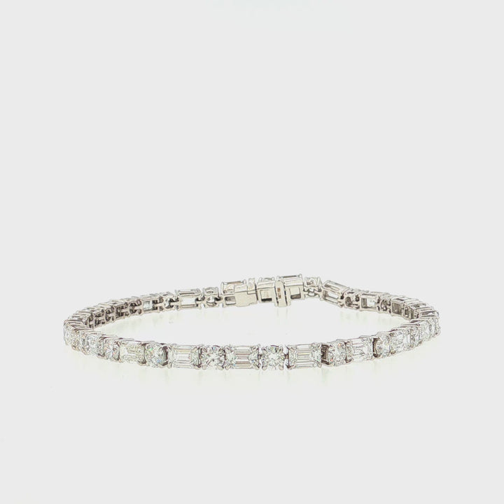 Lab Grown Alternating Round and Emerald Cut Diamond Tennis Bracelet