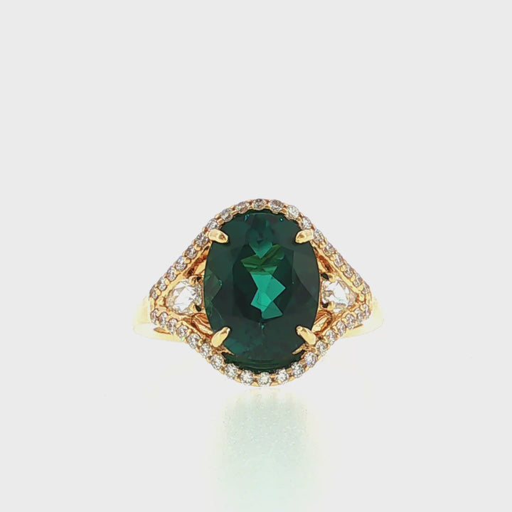 Yellow Diamond & Indigolite Tourmaline Ring