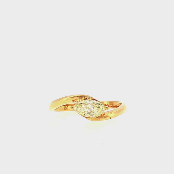 Fancy Yellow Marquise Diamond Bypass Fashion Ring