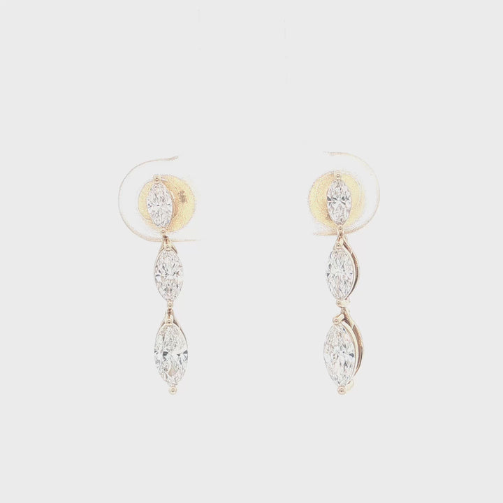 Lab Grown Diamond 3 Stone Drop Earrings - ER14447