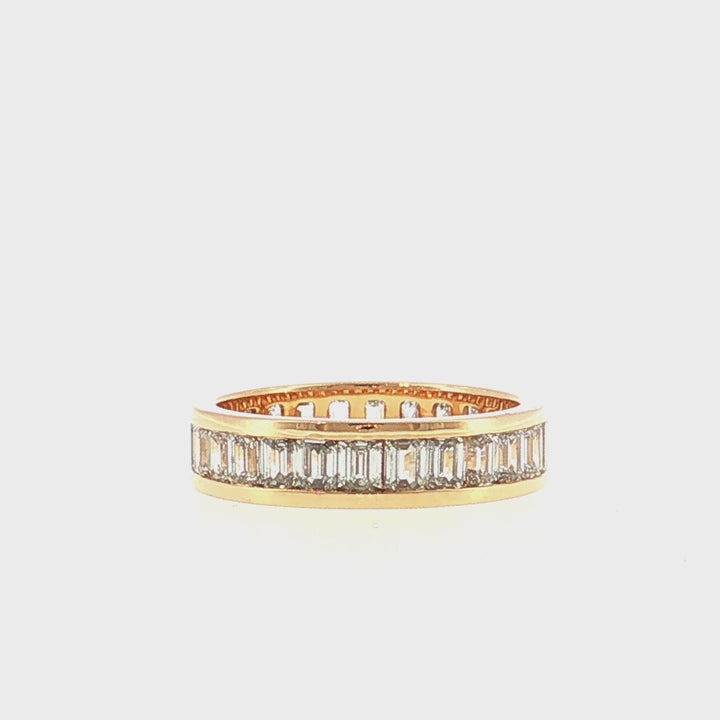Lab Grown Emerald Diamond in Channel Set Eternity Band