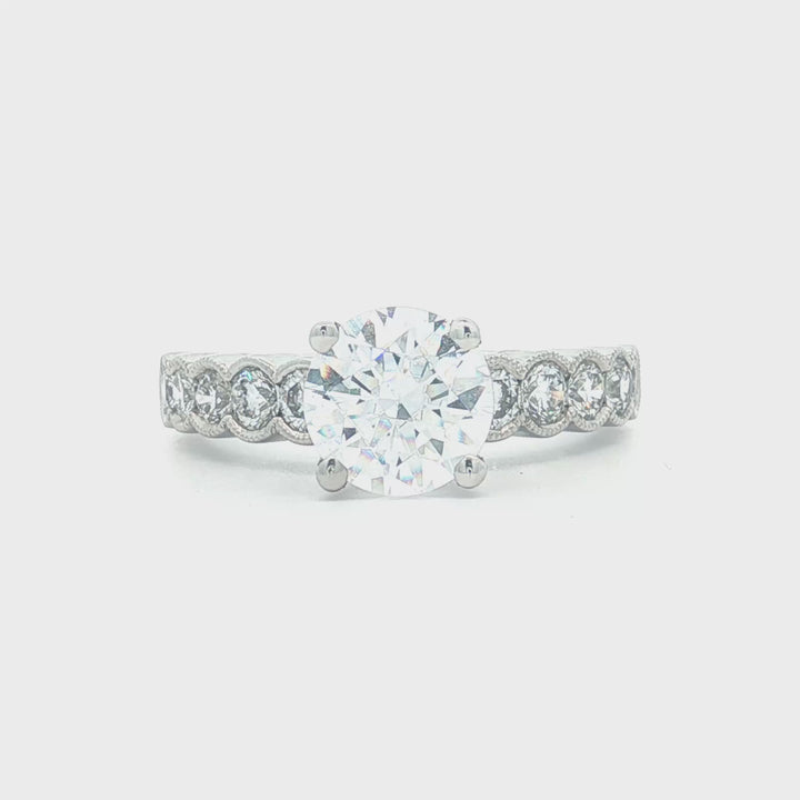 Diamond Engagement Ring with Milgrain Detail - R-37897