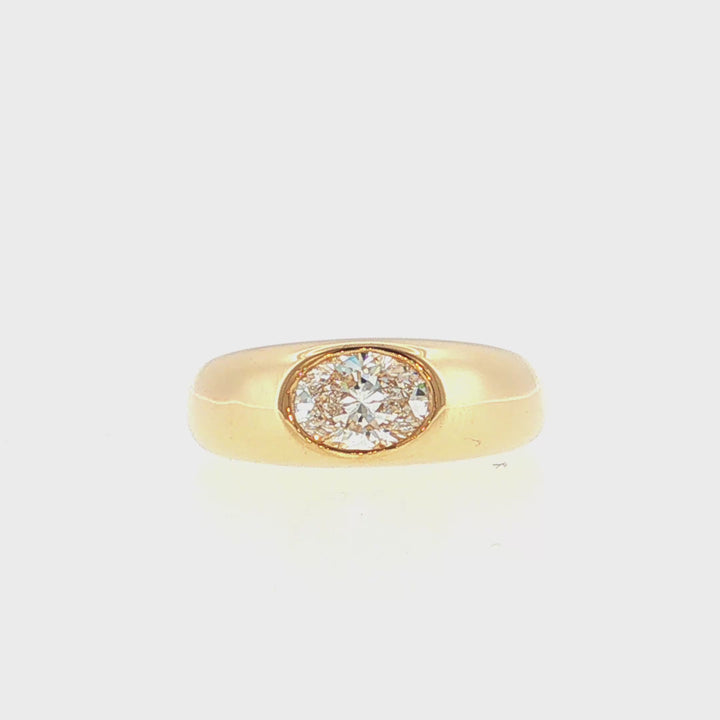 Lab Grown Bezel Set Diamond Wide Dome Ring