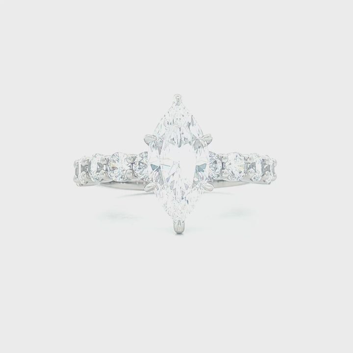 Six Prongs Diamond Engagement Ring with Hidden Halo - YJC6011R-MQ