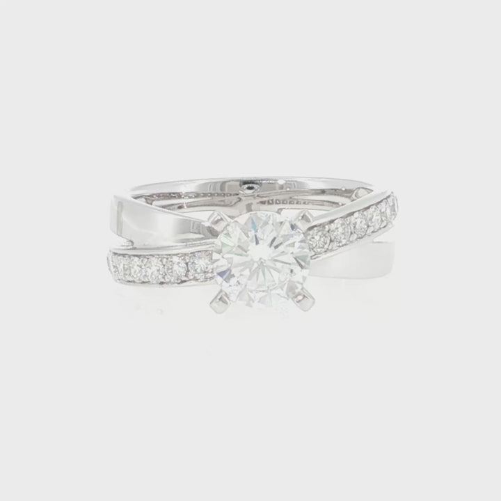 Diamond Cross Over Engagement Ring - GR8712