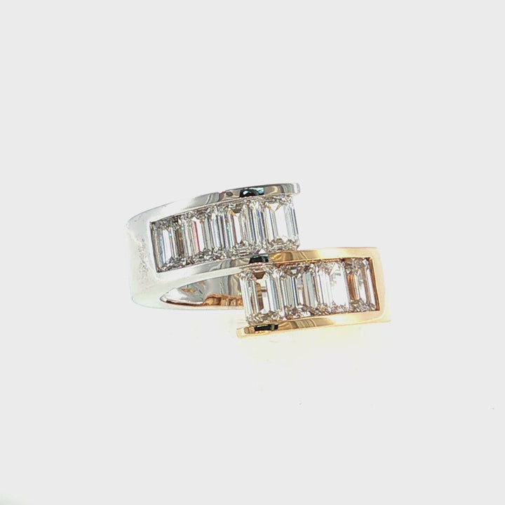 Bypass Channel Set Lab Grown Emerald Cut Diamond Fashion Ring