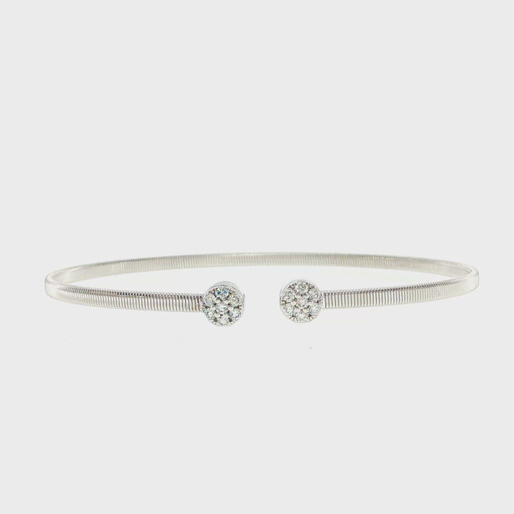 Shy Creation Diamond Pave Circle Open Flexy Bracelet