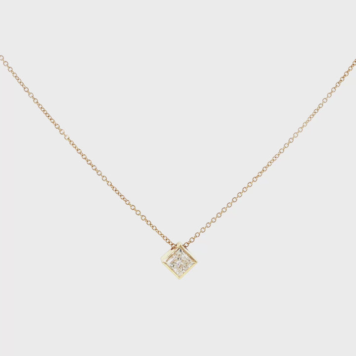 Kite Shape Bezel Set Diamond Solitaire Necklace