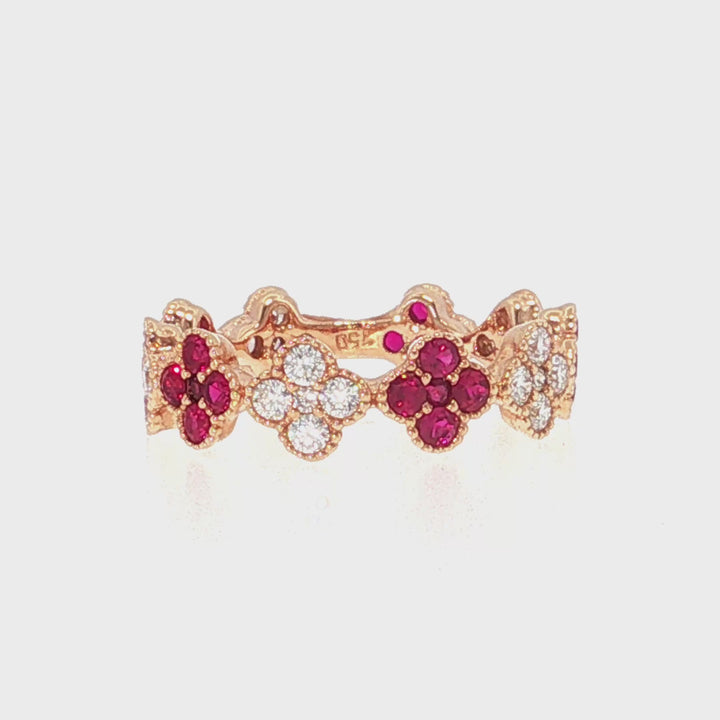 Diamond & Ruby Clover Eternity Ring