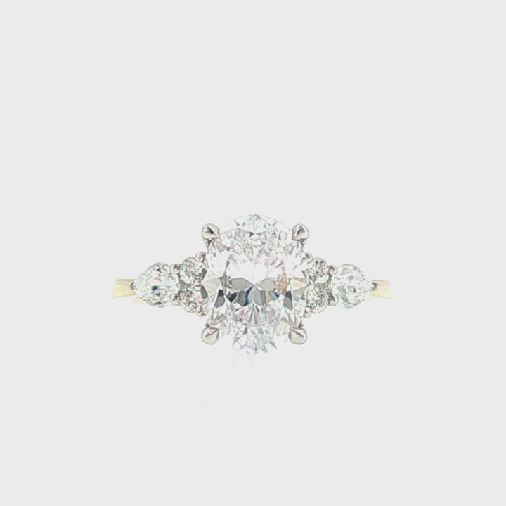 Two Tone Diamond Engagement Ring with Side Diamonds