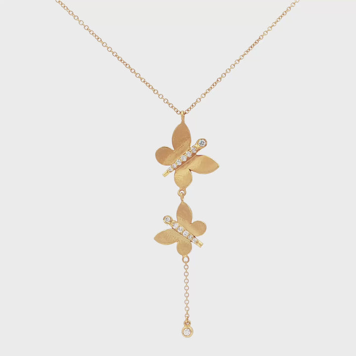 Yellow Gold Marika Desert Gold Double Butterfly Diamond Necklace - MDG8647