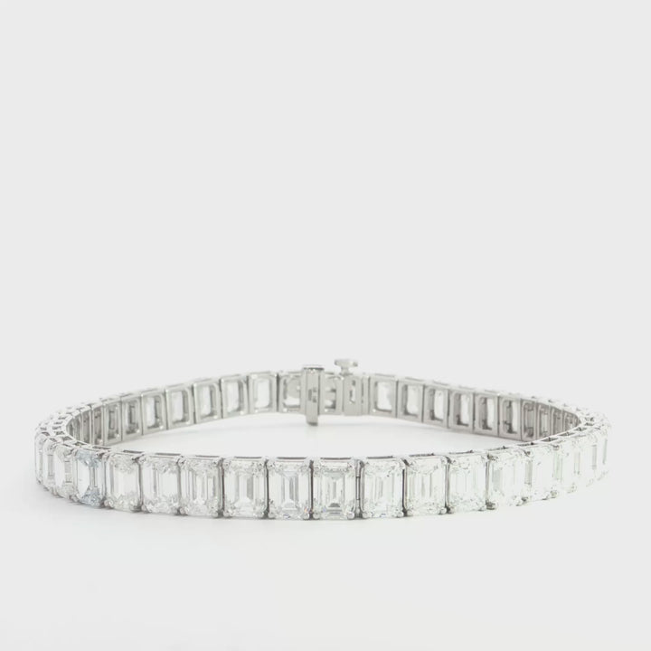 Emerald Cut Lab Grown Diamond Tennis Bracelet  - (20.00 ct. total weight)